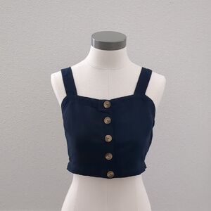 LOFT Midnight Blue Buttoned Tank Top
